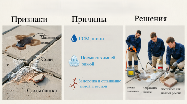 проблемы и решения ухода за тротуарной плиткой